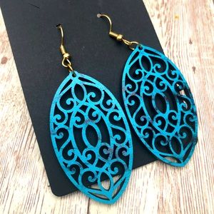 Turquoise inspired Wood earrings